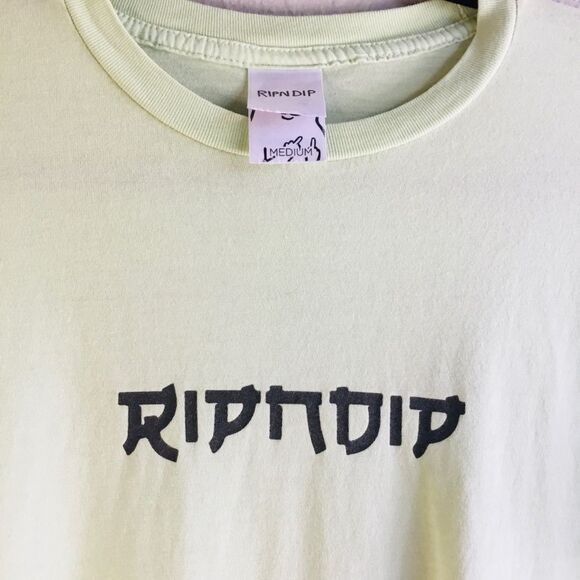 RIPNDIP white cat lime green tshirt with cat in Japanese Kimono slaying serpent - Picture 2 of 7